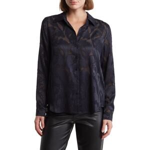 L'Agence 'Laurent' Blue Paisley Burnout Long Sleeve Button-Up Shirt Size S